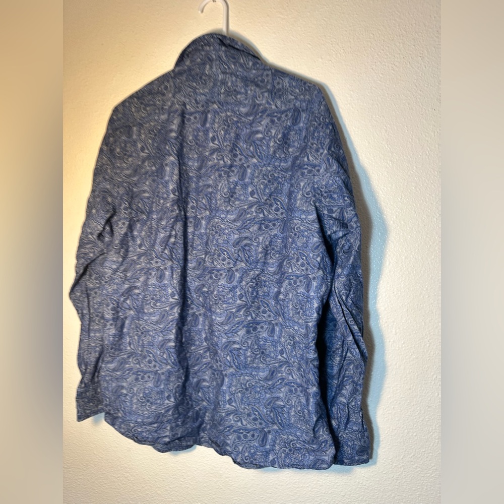 Cremiux premium denim classic button down formal shirt men size Large dark blue - Picture 6 of 6